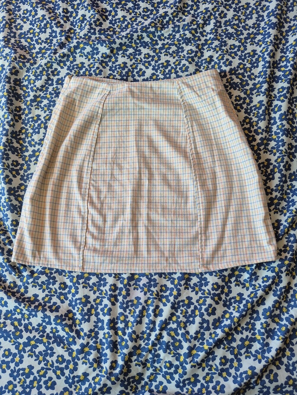 Urban Outfitters Pastel Yellow and Light Blue Plaid Mini Skirt - Picture 2 of 4